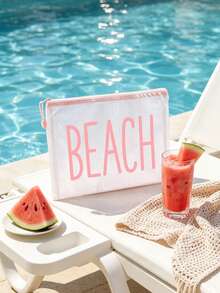 Túi đi biển thời trang chống nước màu Macaron, in chữ "BEACH" nhiều màu. Túi đựng mỹ phẩm trong suốt dung tích lớn, túi đựng tài liệu khóa kéo PVC - nhẹ, lưu trữ mùa xuân/hè, phù hợp để bơi, đi biển, lặn và kỳ nghỉ hè, học sinh quay lại trường, túi lưu trữ chống nắng, phù hợp cho bạn bè, gia đình, bạn thân, bạn cùng lớp. Quà tặng và quà lưu niệm hoàn hảo cho sinh nhật, ngày lễ, tiệc, đám cưới (phù dâu), kỳ nghỉ - Nhiều màu - Xem 5