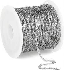 33 Feet 18K Gold PVD Plated Singapore Chains Roll, 1.7mm Width 304 Stainless Steel Gold Twisted Link Chain Bulk Spool Jewelry Making - 1.7MM Stainless Steel - View 10