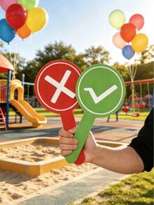 1/5/10pcs Classroom Response Handheld Paddle, Double-Sided PVC Correct & Incorrect/Up/Down/GO/STOP/YES/NO Answer Indicator - Educational Teaching Tool For Student Engagement And Feedback (1 Design, Red On One Side, Green On The Other) Back To School - View 4