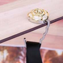 1pc Rose Flower Purse Hanger, Portable Table Edge Bag Hook, No Glue Stable Gravity Hook, Decorative Handbag Holder For Office, Restaurant, Travel And Daily Use - Roses - View 3