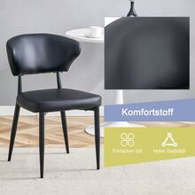Ergonomic Dining Chair Set Of 2 / Minimalist Dining Chair / With Curved Backrest / Load Capacity Up To 120 Kg / Suitable For Restaurants, Kitchens Or Living Rooms - Black - View 8