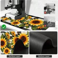 1pc Dish Drying Mat, Coffee Machine Mat, Kitchen Counter Draining Pad, Highly Absorbent & Quick Dry, Black & White Checkered Sunflower & Bee Pattern, Suitable For Dining Table, Cafe, Bar Counter, Bowls & Utensils Drying, Multi-Purpose Drainage Mat, Home Gift, Tabletop Decor - XYLSD-406 - View 10