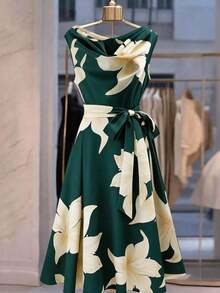 Women Midi Dresses - 深綠色 - 查看 4