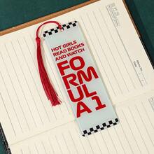 F1 Racing Theme Acrylic Bookmark, Double-Sided Fashionable Women's Racing Theme Bookmark With Red Tassel, Unique Gift For Women Who Love F1 Racing And Reading - One Size - View 3