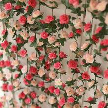 1pc Artificial Rose Vine, 45 Heads Rose Garland Decor, Plastic - Multicolor - View 1