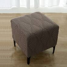 1pc Leaf Jacquard Ottoman Footstool Cover, Nordic Style Soft Ottoman Cover, Home Decor Sofa Footrest Cover, Suitable For Living Room And Bedroom - Multicolor - View 10