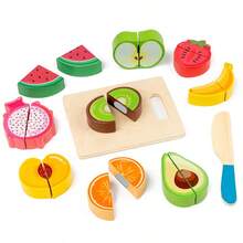 Montessori Early Education Wooden Food Cutting Toy, Fruit/Vegetable/Food/Dessert Multi-Theme Play Kitchen Toy, Children's Game, Boy Game, Girl Game, Fruit And Vegetable Recognition, Develop Hand-Eye Coordination, Improve Fine Motor Skills, Cultivate Finger Flexibility, Train Grasping Ability, Cultivate Concentration, Cultivate Calmness, Parent-Child Interaction Toy, Suitable For Christmas, Easter, Halloween, Birthday Gift - Multicolor - View 8