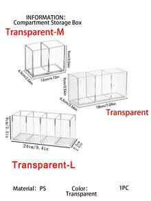 1pc 3-Compartment Cutlery Organizer Tray, Transparent Storage Box, Suitable For Makeup Brushes, Office Desk Accessories, Forks, Spoons And Knives, Ideal For Party, Kitchen Counter, Back To School - Multicolor - View 4
