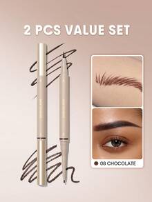 SHEGLAM [2 Pcs] Brows On Demand طقم قلم حواجب 2 في 1 ماركة تجميل ومكياج للنساء والفتيات - Chocolate - مشاهدة 5