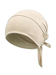 CONFLASS 1/3pcs Women's Soft Elastic Tie Headscarf, Muslim Headwrap Inner Cap, Breathable Sleeping Cap For Curly Hair, Adjustable For Daily & Nighttime Use, Multiple Colors Available - Strappy Bottom Hat - View 3