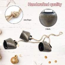 Decorative Metal Cowbells Wall Hanging - Rustic Farmhouse Door Chime Holiday, Wedding, Or Everyday Home Accent - 1PC - View 4