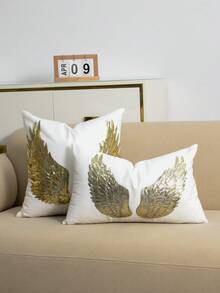 1 chiếc vỏ gối trang trí hình cánh đính kim sa vàng, thêu đắp nổi thủ công cho đầu giường phòng ngủ, sofa phòng khách, ban công, cửa sổ vòm, vườn ngoài trời, sân, tiệc lễ hội, vải trang trí dùng cho mọi mùa, không kèm ruột, 30*50cm 45*45cm - Đen và trắng - Xem 6