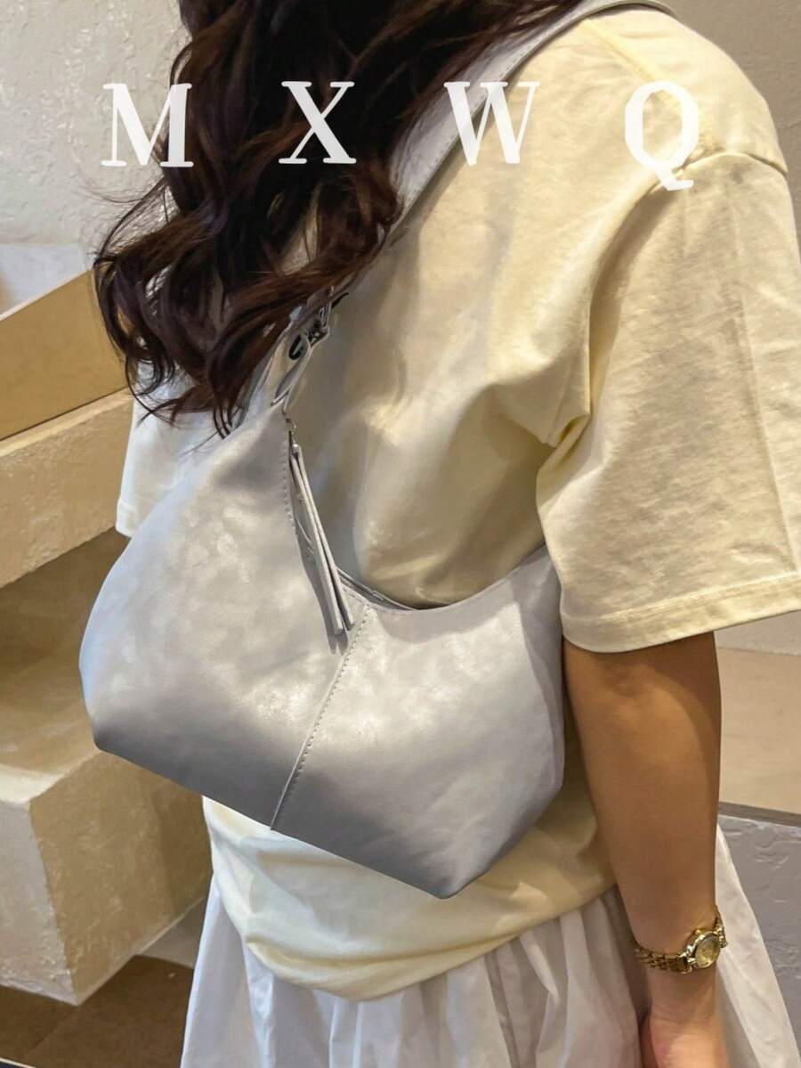 小眾設計紋理PU純色時尚極簡百搭柔軟女款迷你腋下肩背包手提包