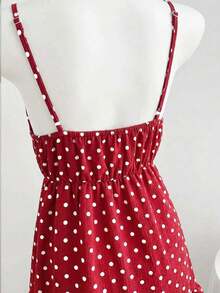 Women's Ditsy Floral Front Tie Camisole Mini Dress Women's White Floral Print Spaghetti Strap Mini Dress With Ruffled Trim And Tie Detail For SummerChic Women's Short Dress With Delicate Yellow Floral Print Ruffle Neckline And Hem For Casual WearSweet Summer White Mini Dress Featuring Spaghetti Straps Floral Pattern And Flared Ruffle Detail Summer DressVacation DressFrench Style DressYoung Lady DressRuffle Hem Dress - Đỏ - Xem 5