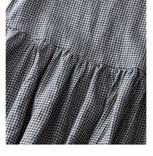 Vestido de Lino y Aodón de Marca Japonesa de Alta Gama, con an Volante, Sin Mangas, Falda a Cuadros, Estilo Retro de Vera... - Cuadros azul marino (poca cantidad en stock) - Ver 2