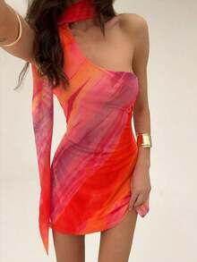 Fashionable Sleeveless Solid Color Dress For Women - Orange - View 2