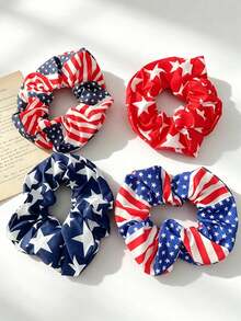5pcs Candy Color Pleated Hair Scrunchies | Fashionable Elastic Hair Ties - Perfect Valentine's Day Gift, Hair Accessories - Multicolor - View 6
