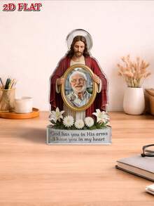 1 pieza Placa conmemorativa del Día del Padre de acrílico, subir foto, título personalizable (editar tu propio texto), decoración de escritorio plana 2D para papá en memoria amorosa, recuerdo conmemorativo - Como se muestra - Ver 6