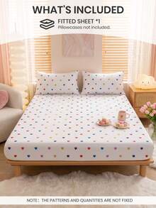 1PC Fitted Sheet Only, Fitted Sheet, Mattress Protector, Bed Cover, Bed Sheet, Wrinkle Free, Breathable And Comfy, For All Size Bed, For School Bedding Dorm, Bedroom Decor, Bedding, Pillow And Pillowcase Not Included, Machine Washable, Oeko-Tex - Multicolor - View 2