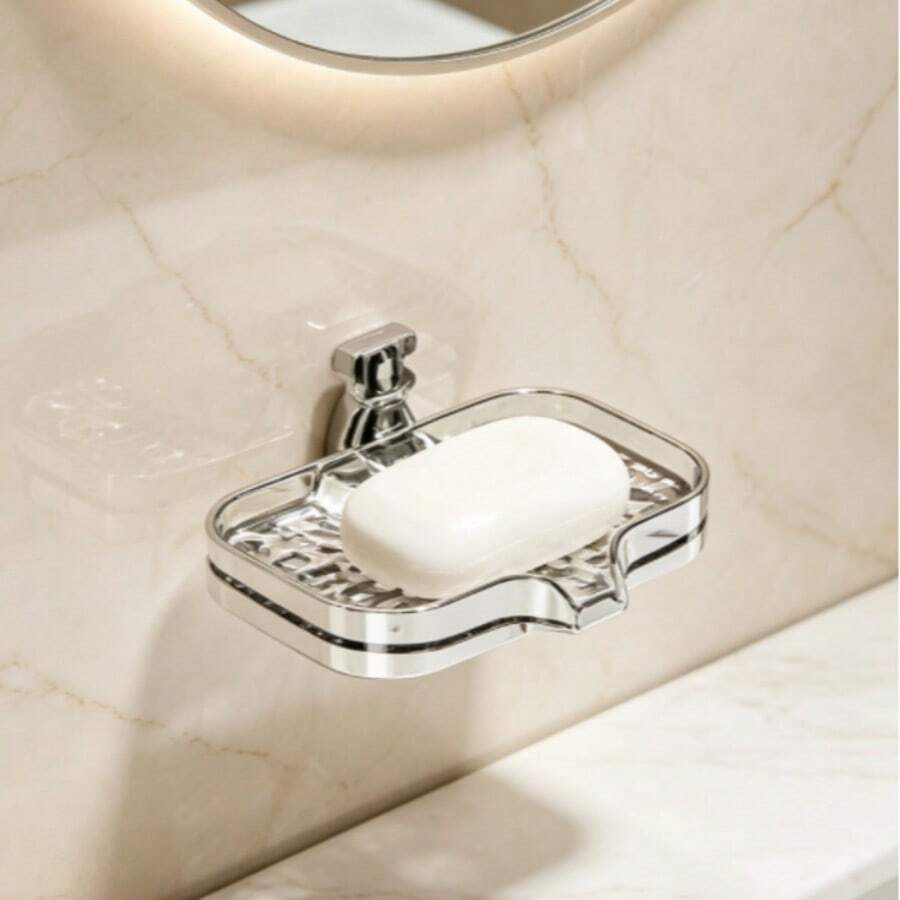 Light Luxury Double-Layer Soap Dish For Bathroom Sink, Household Drainage Soap Holder Storage Rack - Transparent-Soap Box - View 1