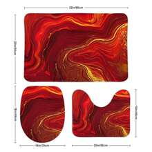 3pcs Print Bathroom Mat Sets Non-Slip Soft Bath Mat Water Absorbent Black And White Bathroom Decor Sets With U-Shaped Contour Rug Toilet Lid Cover - Style-5 - View 7