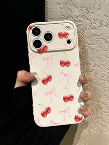 1个粉色蝴蝶结和红色樱桃图案凸起爱心手机壳，兼容苹果17/17Pro/17ProMax/16/16Pro/16ProMax/16Plus/15/15Plus/15Pro/15ProMax/14/14Plus/14Pro/14ProMax/13/13Pro/13ProMax/12/12Pro/12ProMax/11/11ProMax/XR/XSMAX/7G/8plus和三星Galaxy A03S/A05/A10S/A12/A13/A14/A15/A35/A36/A20/A50/A55/A56/M05，防震保护套 - 彩色 - 查看 2