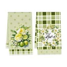 2pcs Kitchen Towels, Modern Kitchen Supplies Blue Plaid Lemon Pattern Super Soft Microfiber Kitchen Towels, 40*60cm/15.7*23.6in Towels, Single-Sided Printed, Kitchen Dish Cloths, Suitable For Restaurant Kitchen Bathroom Decor, Holiday Gift - Multicolor - View 16