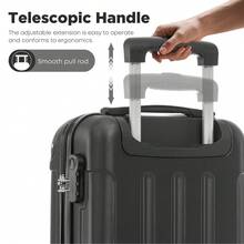 YONSLY 16 Inch Suitcase With Detachable Wheels 360° Combination Lock Double Zipper Soft Rubber Handle Trolley Travel Suitcase For Vacation - 黑色 - 查看 7
