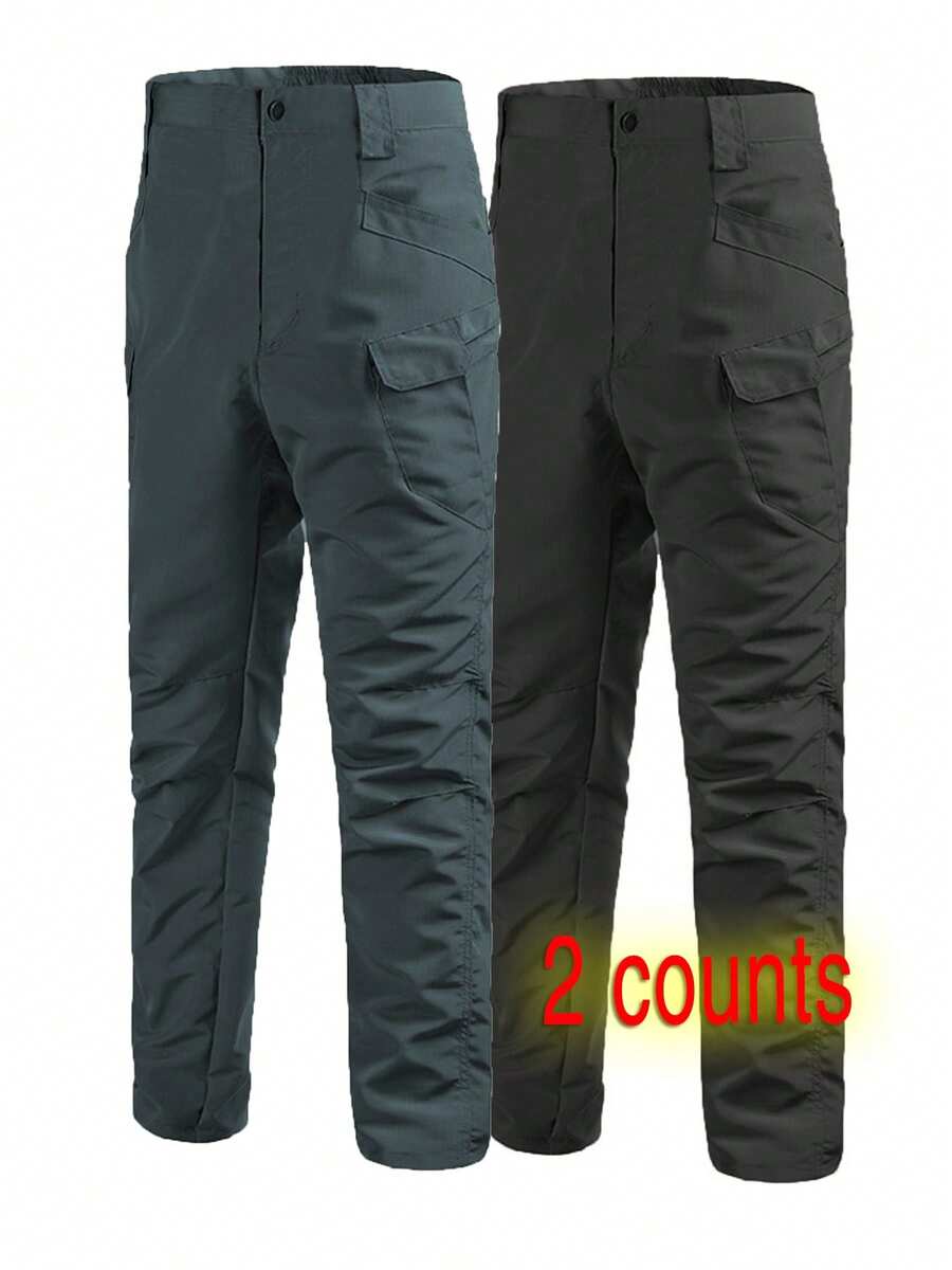 2 Piezas Dos Unidades Pantalones Cargo Tácticos calce equilibrado resalta la silueta corporal de forma natural - humo gris - Ver 1
