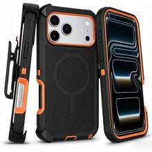 Phone Case: Suitable For IPhone 17/16/15/14/13 Plus, Pro, Pro Max Series Heavy-Duty Shockproof Phone Case, Equipped With 360-Degree Protection°Rotating Stand And Magnetic Attachment Feature, Scratch-Resistant And Fingerprint-Proof, Ideal For Hiking/Camping Use - 黑色 - 查看 1