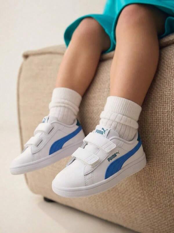 Puma حذاء رياضي أطفال جلد سماش 3.0 أبيض / هايبرلينك أزرق / أخضر بارد 392034-16