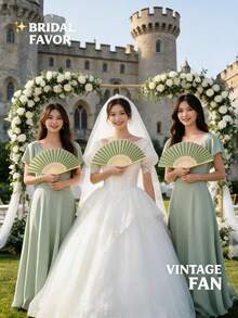 40pcs/Set Handheld Wedding Fans, No Assembly Required, Includes White Paper Fans, Bow Ribbons, Thank You Tags, Paper Trims, Suitable For Bridal Shower, Wedding Favors, Bulk Guest Gifts - Multicolor - View 8