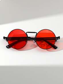 1 Pair Men's Round Small Frame Metal Spring Temple Punk Style Retro Versatile Street Style Fashion Glasses - Multicolor - View 7