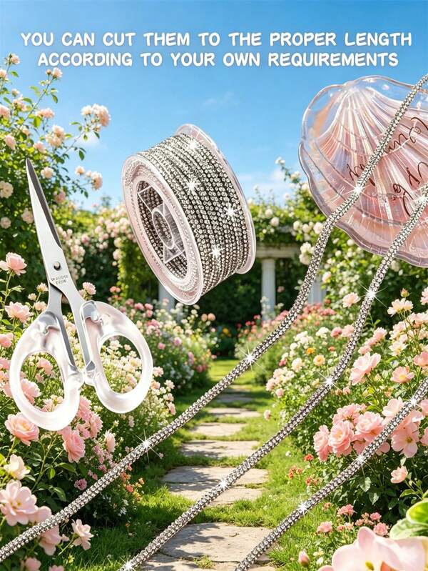 Dây đính đá pha lê bóng 1/5/M - Dây thủy tinh và nhựa không co giãn 6mm, phù hợp làm đồ trang sức DIY, vòng tay, dây chuyền, dây giày và dây đeo túi - Dây trang trí lấp lánh có thể cắt, làm dây chuyền | Vẻ ngoài bóng bẩy | Dây không co giãn