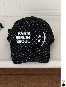 1pc Women's Soft Top Niche White Baseball Cap, Vintage Embroidered Couple Hat, Face-Slimming Patchwork Embroidery, Fashion Street Style Baseball Cap, American Letter Embroidery, Curved Brim Sun Hat - Multicolor - View 15