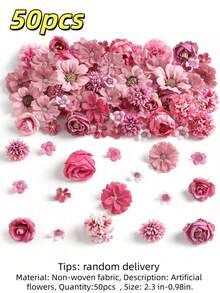 50 piezas de flores y rosas artificiales (2,3 cm - 7,9 cm) - Ideal para bodas, decoración del Día de San Valentín, decoración del hogar, centros de mesa para fiestas, coronas, decoración de mesas, adornos de ropa, fiestas, bodas, aniversarios, centros de mesa - Multicolor - Ver 17