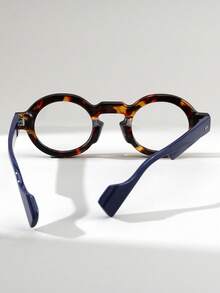 Visivana 1 par de gafas unisex de montura redonda pequeña con remaches y montura gruesa, estilo retro de moda casual para la calle - Multicolor - Ver 8