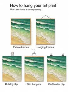 1件海洋波浪紋理帆布壁畫，漸層綠色海岸裝飾畫，現代海灘波浪牆面裝飾，適用於公寓、臥室、浴室、客廳裝飾 - 彩色 - 查看 4