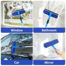 ALimpiador de ventanas de 67 pulgadas kit de herramientas de limpieza profesional de ventanas 2 en 1 con poste de extension equipo de lavado de ventanas con cabezal giratorio para ventanas - Azul - Ver 7