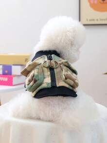 PETCIRCLE 1件宠物服装，室内外皆宜，欧韩风贵宾犬、泰迪犬、小型犬、幼犬、猫咪休闲舒适斯巴达迷彩套装 - 彩色 - 查看 2