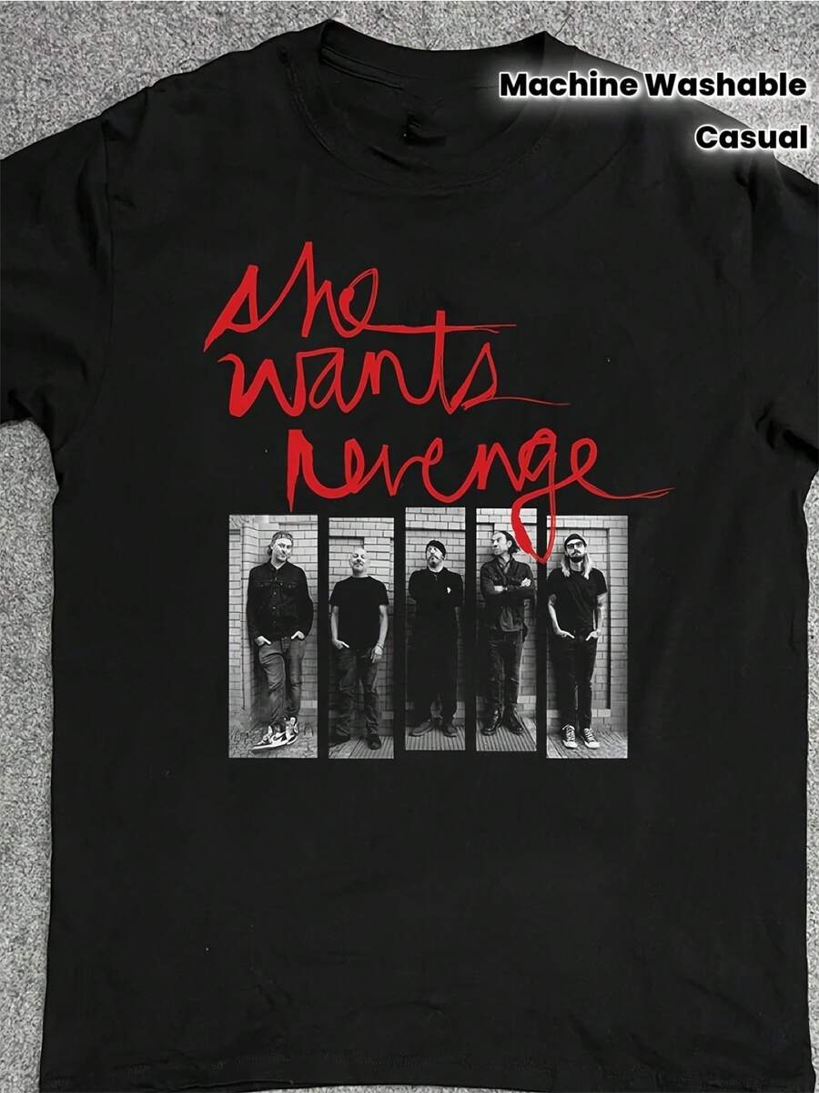 Camiseta de la gira SHE WANTS REVENGE, unisex - Camiseta negra de concierto con logotipo icónico, cuello redondo informal, top unisex, adecuada para conciertos, carnavales y atuendos casuales - Lavable a máquina, set de regalo. Playera 2026, Camiseta Gráfica, Camiseta Unisex - Negro - Ver 1
