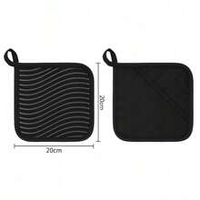 OVEN GLOVE, POT MAT, 2 IN 1 COTTON SILICONE - Black - View 3