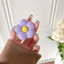 1pc Solid Color Matte Flower Phone Airbag Stand, Stable Retractable Desktop Support Adhesive Bracket, Dopamine Color Flower Adhesive Retractable Stand - Multicolor - View 10