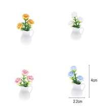 4pcs/Set 1/12 Miniature Potted Plants, Assorted Realistic Floral Decor Models For Dollhouse - Multicolor - View 10