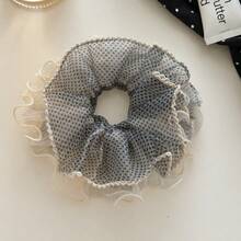 1pc Korean Chic Leopard Print Mesh Hair Scrunchie, Elegant Hair Tie For Ponytail, Bun, Low Pigtail Elastics Rubber Bands - Multicolor - View 5