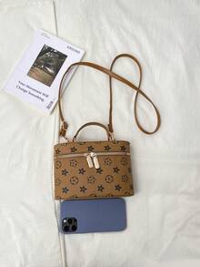 2026 Nova Bolsa de Ombro Retrô com Corrente de Caixa para Mulheres, Bolsa Transversal Versátil e da Moda, Bolsa de Maquiagem, Bolsa de Batom, Porta-Moedas - Castanho - Visão 7