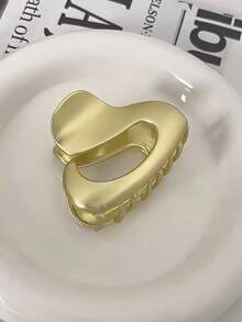 1件裝迷你愛心髮夾套組，金屬啞光鏤空抓夾，強力抓髮，適合女性與瀏海造型，夏季髮飾 - 彩色 - 查看 5