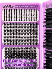 584PCS D-Curl Fairy Lash Clusters, 0.35–0.63inch Fluffy Thick Individual Lashes, 0.07mm Faux Mink DIY Cluster Lashes, Includes Glue, Tweezers & Brush, Perfect For Daily Makeup, Party, Wedding, Halloween, Christmas, Valentine's Day - 紫色 - 查看 8