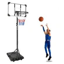Portable Basketball Hoop, Height Adjustable From 170 -- 213 Cm, With Wheels, Suitable For Indoor And Outdoor Use, For Teenagers And Adults. - Hitam - View 9