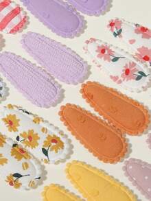 20pcs Muted Floral Fabric Hair Clips, Fresh Style Side Bangs Clips, Suitable For Spring/Summer Daily Wear Or Performance Matching - Mixed color - View 8